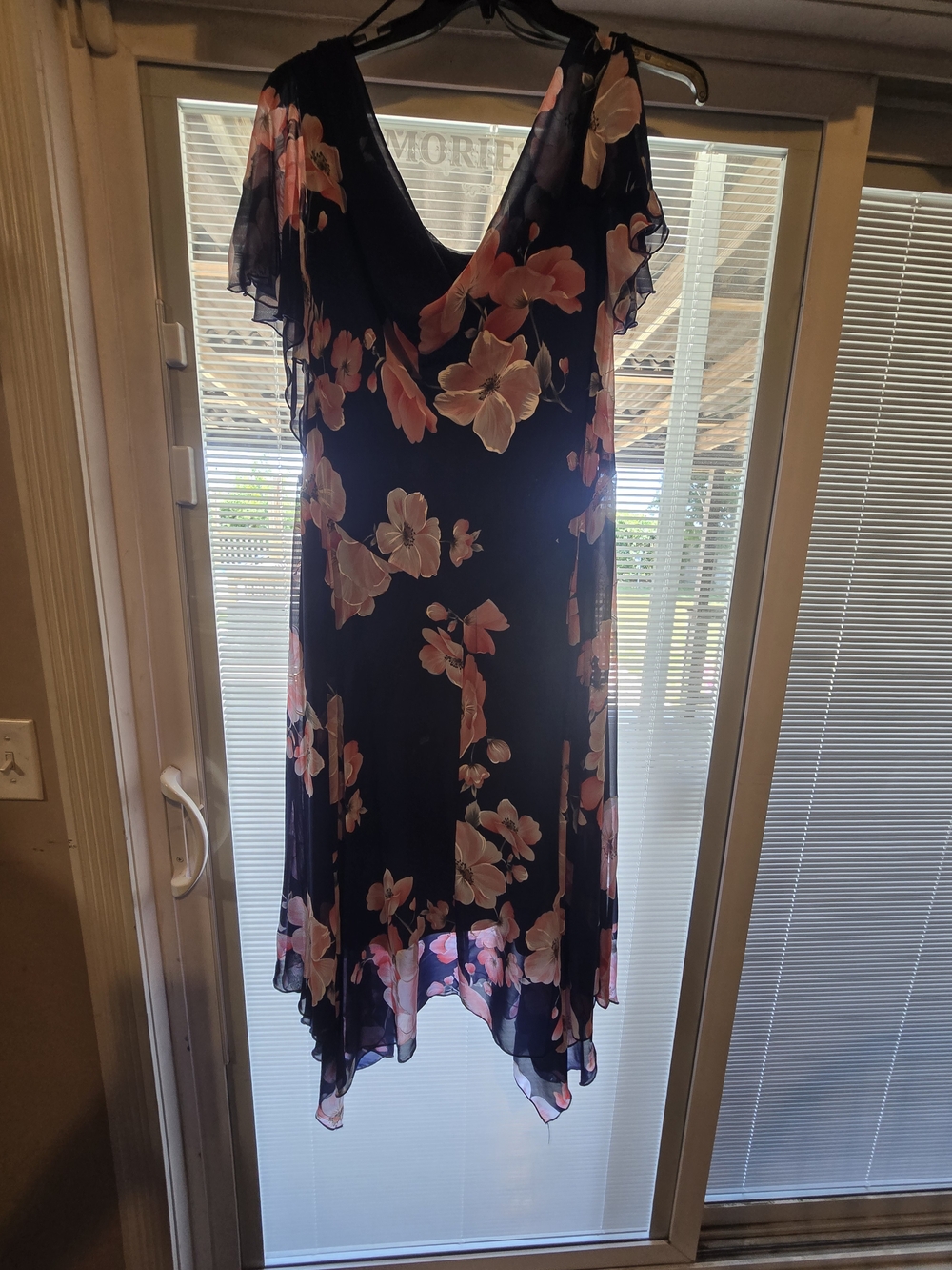 Robbie Bee Navy Dress with Pink Floral Print